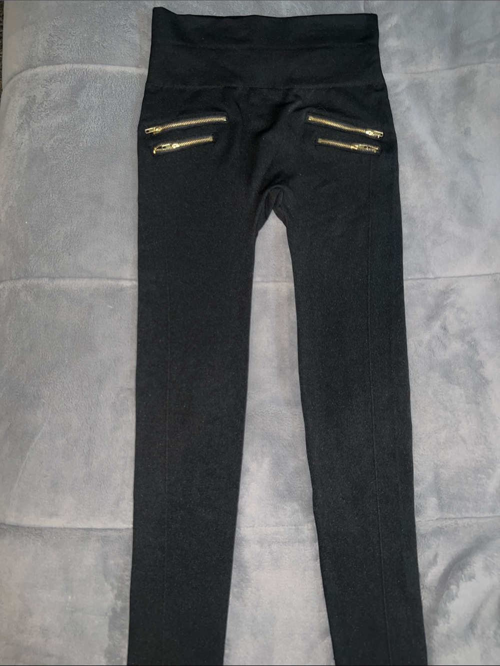 Fashion Nova Black Leggings with Gold Zipper Accents